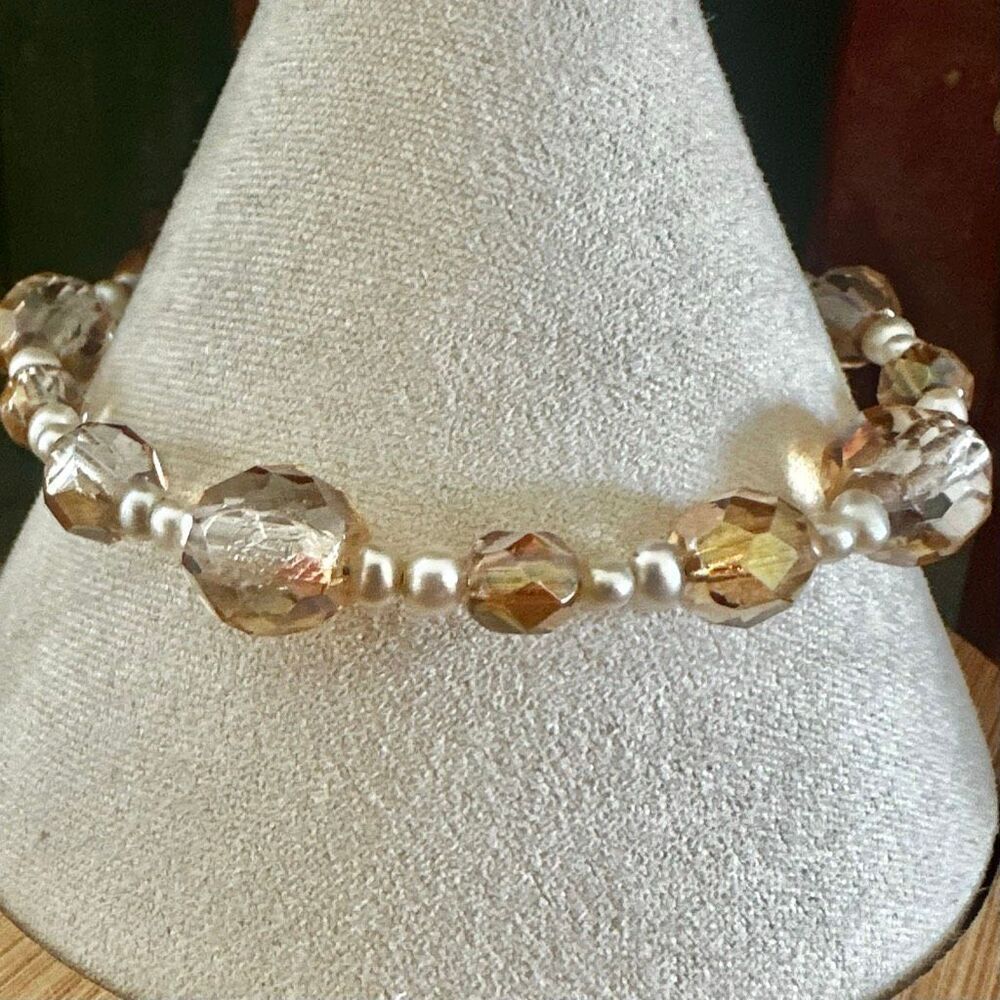 Emily Ray Freshwater Pearl & Champagne Crystal Bracelet
